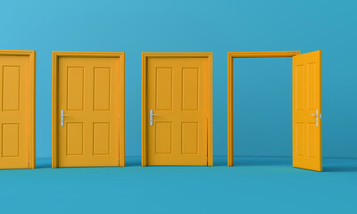3D rendering of an open door. Business opportunity concept