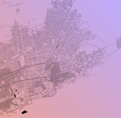 Fototapeta premium Mogadishu, Banaadir, Somalia (SOM) - Urban vector city map with parks, rail and roads, highways, minimalist town plan design poster, city center, downtown, transit network, street blueprint