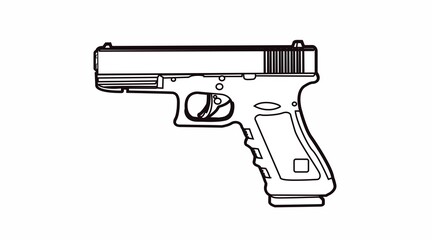 Vector Isolated Black and White Illustration of a Gun