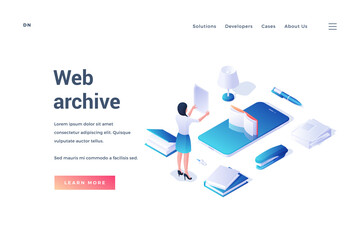 Banner of website with web archive service