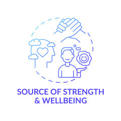 Source of strength and wellbeing blue gradient concept icon. Mental health care, psychotherapy. Religious value idea thin line illustration. Vector isolated outline RGB color drawing