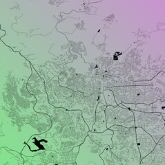 Tegucigalpa, Francisco Morazán, Honduras (HND) - Urban vector city map with parks, rail and roads, highways, minimalist town plan design poster, city center, downtown, transit network