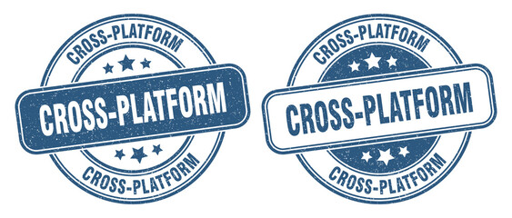 cross-platform stamp. cross-platform label. round grunge sign