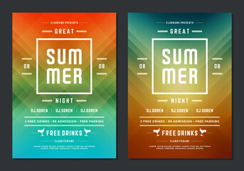 Summer party design poster or flyer night club event modern typography