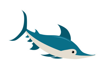 Fish with Side Fins as Sea Animal Floating Underwater Vector Illustration