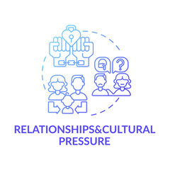 Relationship and cultural pressure blue gradient concept icon. Religion problem, men and women obligation. Religious issues idea thin line illustration. Vector isolated outline RGB color drawing