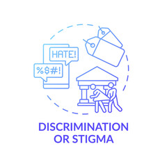 Discrimination or stigma blue gradient concept icon. Social pressure, human harassment and bullying. Religious issues idea thin line illustration. Vector isolated outline RGB color drawing