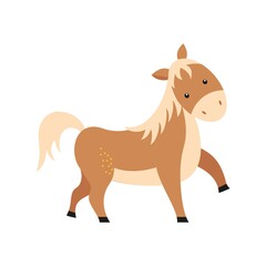 Vector illustration cartoon horse isolated on white. Farm animal