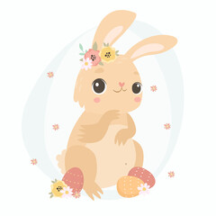 Easter bunny. Cute bunny, spring print, adorable cartoon animal