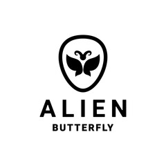 Double Meaning Logo Design Combination of alien and butterfly