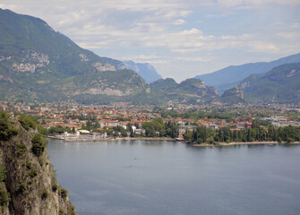 Panorama of a small town on Lake Garda.
Riva del Garda seen from the top of a mountain.
Summer in Italy.