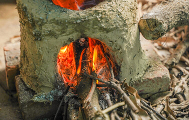 Indian traditional earthen cooking stove like Indian Chulha