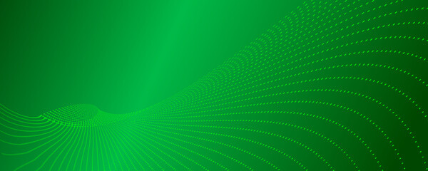 Abstract green gradient vector banner. Halftone dotted minimal contemporary long background 