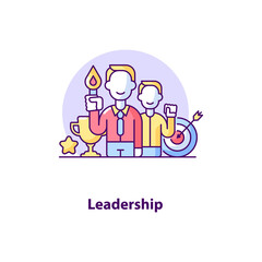 Leadership creative UI concept icon. Goal achievement abstract illustration. Business people office work. Creative design idea. Isolated vector art for UX. Color graphic design element