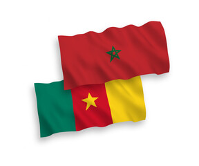 Flags of Cameroon and Morocco on a white background