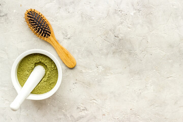Herbal henna or mehandi powder for hair coloring or tattoo on hands
