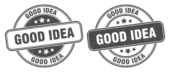 good idea stamp. good idea label. round grunge sign