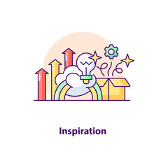 Inspiration creative UI concept icon. Creative idea abstract illustration. Brainstorming. Business inspiration. Isolated vector art for UX. Color graphic design element