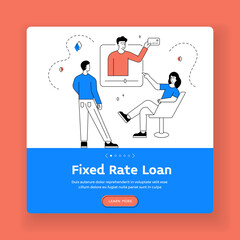 Couple watching credit card advertisement in internet. Banner template