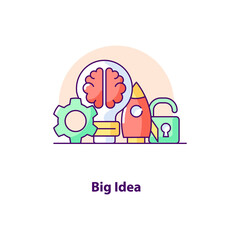 Big idea creative UI concept icon. Business solution abstract illustration. Idea generation concept. Business success. Creative thinking. Isolated vector art for UX. Color graphic design element