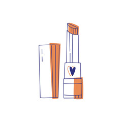 Modern abstract beauty lipstick. Minimalism concept lip gloss. Line art drawing style. Contemporary silhouette of woman. Hand drawn trendy vector posters, illustrations for print.