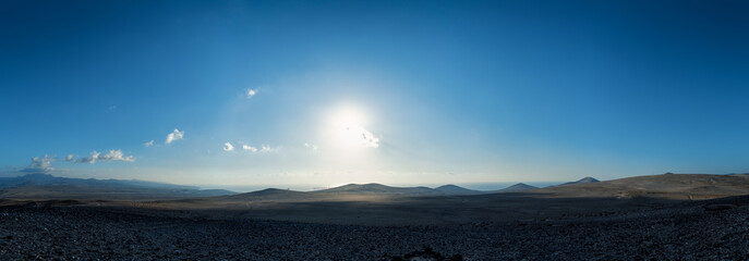 Panorama of mountains on the horizon of the African desert