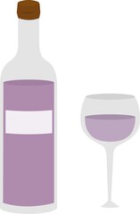 Vector illustration of a bottle and a glass of wine

