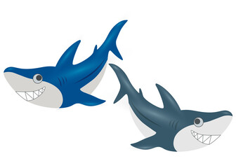 Funny blue and green shark in the set.