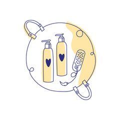 Modern abstract beauty heat protection for hair. Minimalism concept. Line art drawing style. Contemporary silhouette of woman. Hand drawn trendy vector posters, illustrations for print.