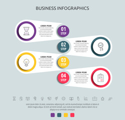 Business vector infographic circles for four label, diagram, graph, presentations. Concept with 4 options used with content, flowchart, steps, timeline, workflow, marketing.