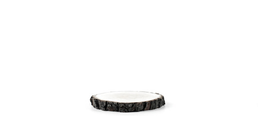 Wooden cuts. Cross section of a wooden block. Growth rings. Slabs. On a white background