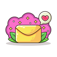 Illustration of Colorful Mail Cartoon. Symbol Vector Icon Illustration, Isolated on White Background