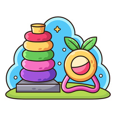 Baby Toys Cartoon. Toy Vector Icon Illustration, Isolated on White Background