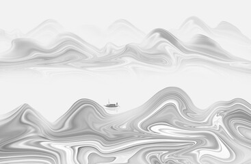 Chinese style ink landscape fluid gradient illustration