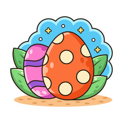 Colorful of Eggs Cartoon. Celebrate Vector Icon Illustration, Isolated on White Background