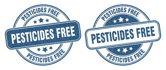 pesticides free stamp. pesticides free label. round grunge sign