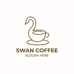 Swan Coffee Shop Logo. Simple Flat Logo Premium Vector