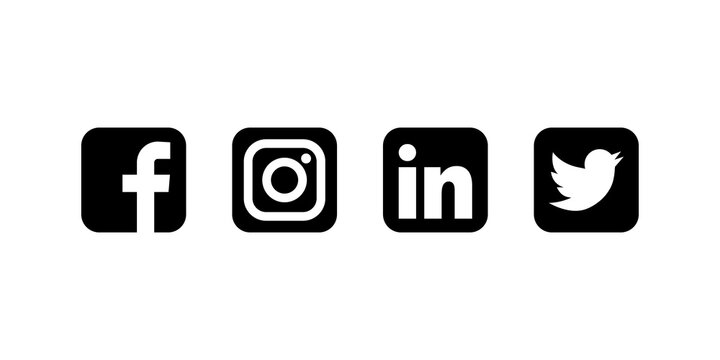 Social media logotype collection: Facebook, instagram, twitter linkedin. Social media icons. - stock vector editorial.