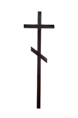 Wooden cross for a tombstone. Isolated