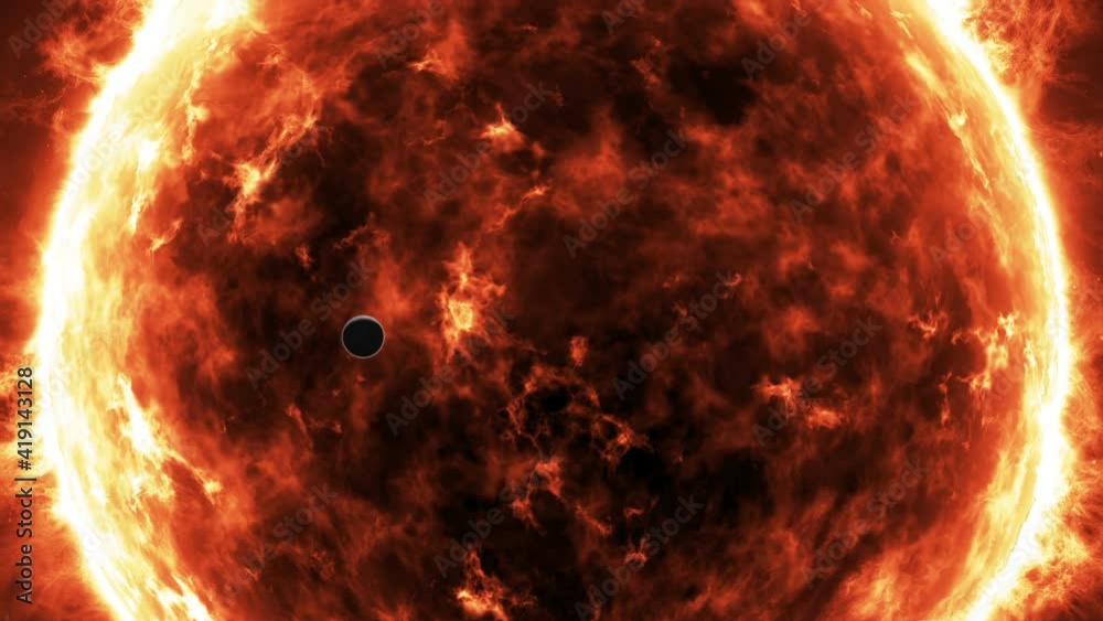 Canvas Prints planet mercury slowly passing in front of rotating solar star. magnetic storm, burning solar surface