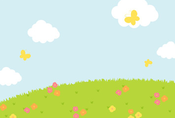 vector background with a field and sky for banners, cards, flyers, social media wallpapers, etc.