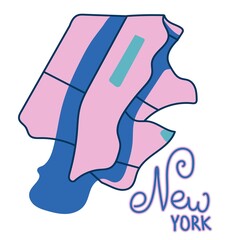 Cartoon colored flat map of the center of Madrid. Funny cute European Spanish city map. Vector illustration.