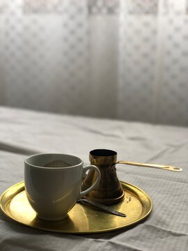 Cup of coffee on table in Bosnia and Herzegovina