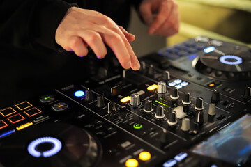 DJ remote mixer. Night life at the club