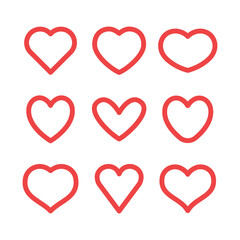 Hearts vector icon collection. Valentine's day romance symbols.