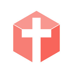 Christian cross icon. Abstract church logo. Vector religion symbol.