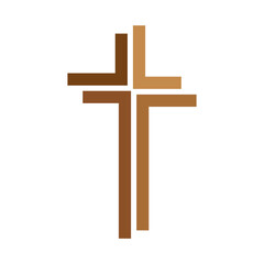Christian cross icon. Abstract religion symbol. Vector illustration.