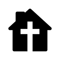 Obraz premium Church icon. House icon with christian cross symbol. Vector illustration.
