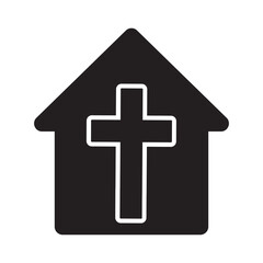 Obraz premium Church icon. House icon with christian cross symbol. Vector illustration.