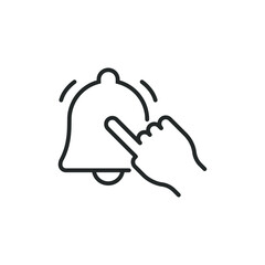 Clicking notification bell line icon isolated on white background. Vector illustration